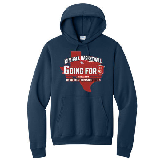 Dallas Kimball Basketball - Going for 9 Titles Vintage State Hoodie