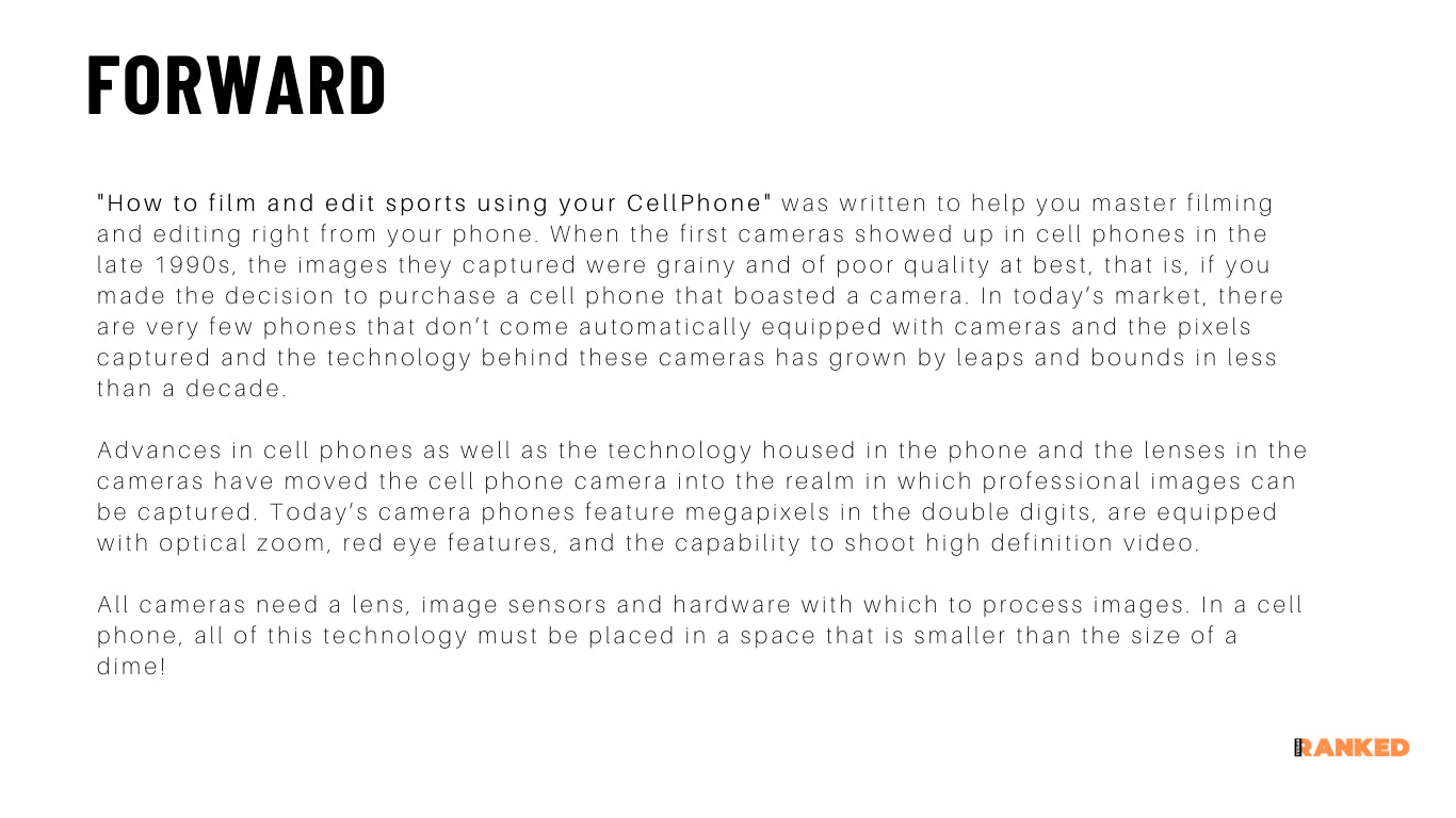 HARD COPY - How to film and edit sports using your CellPhone - Edition 2 Workbook