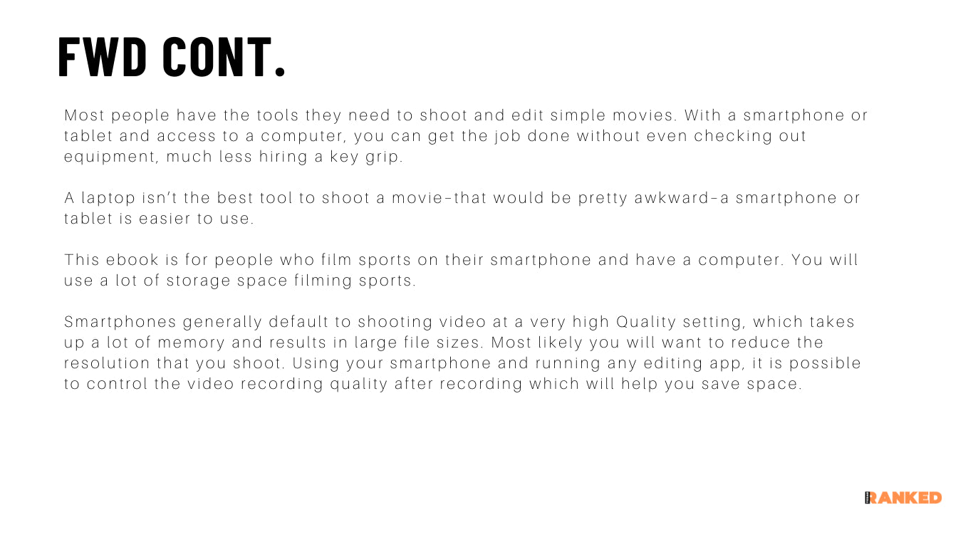 HARD COPY - How to film and edit sports using your CellPhone - Edition 2 Workbook