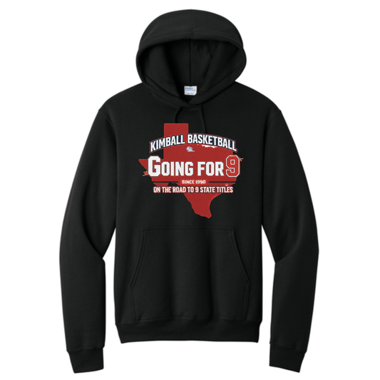 Dallas Kimball Basketball - Going for 9 Titles Vintage State Hoodie