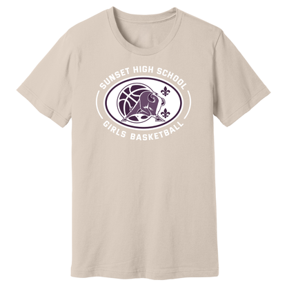 Dallas Sunset Girls Basketball - Bison Circle T-Shirt