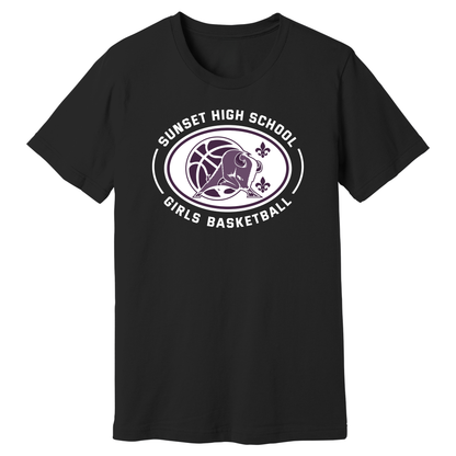 Dallas Sunset Girls Basketball - Bison Circle T-Shirt