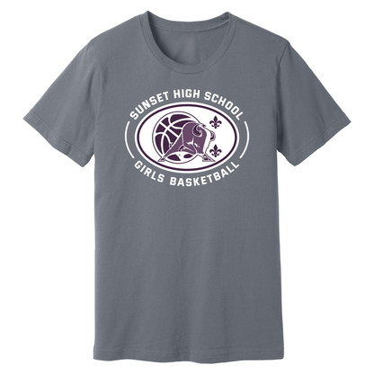 Dallas Sunset Girls Basketball - Bison Circle T-Shirt