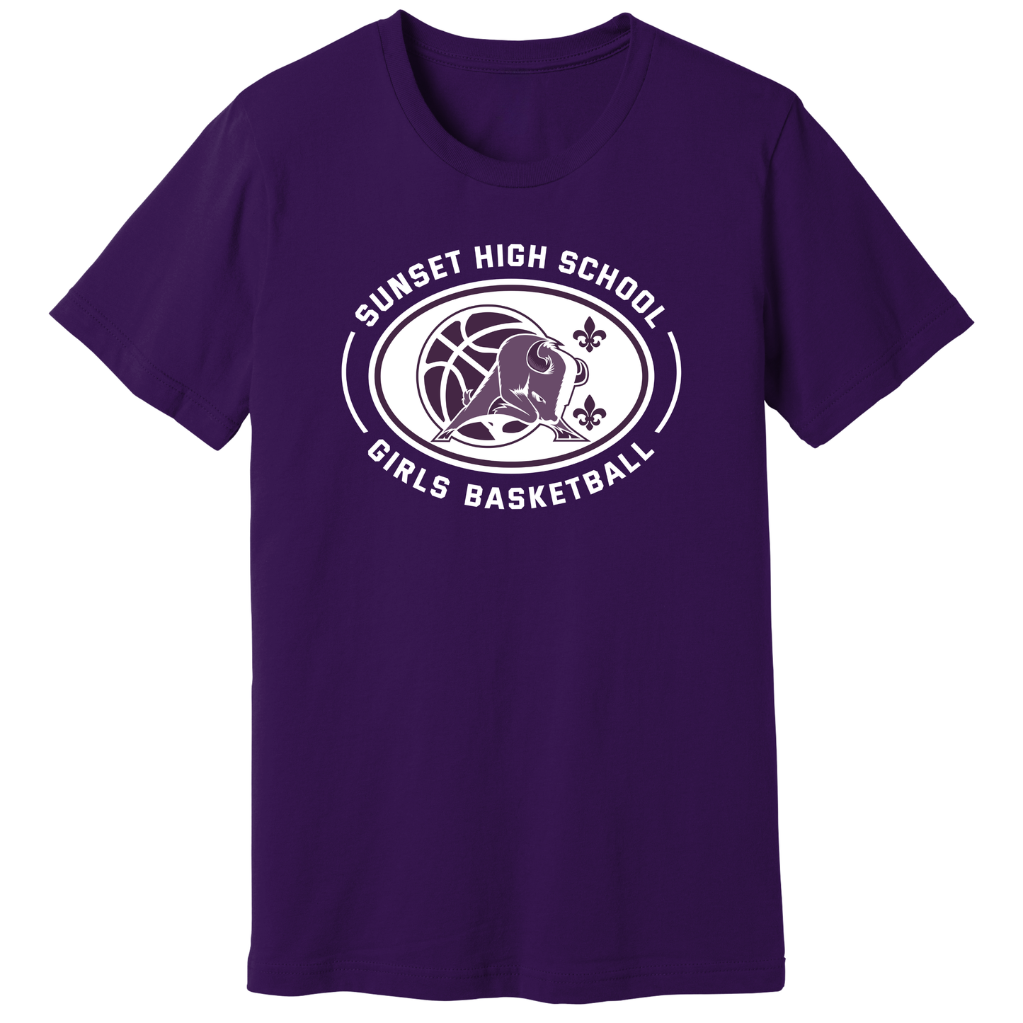 Dallas Sunset Girls Basketball - Bison Circle T-Shirt