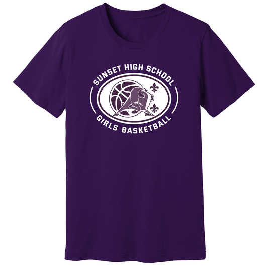 Dallas Sunset Girls Basketball - Bison Circle T-Shirt