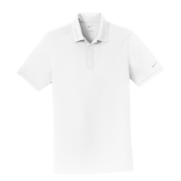 White polo shirt with Nike logo on a white background